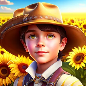 L'aventure du cow-boy et du crabe dans le champ de tournesols