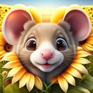 La Souris et l'Escargot dans le Champ de Tournesols