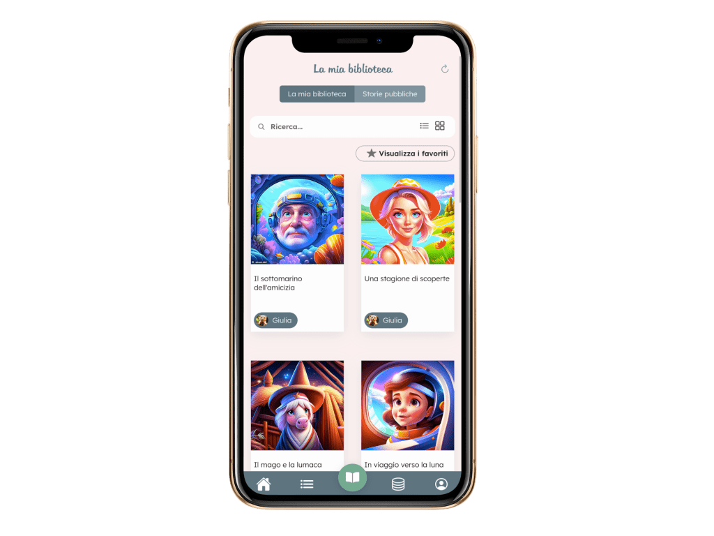 interfaccia iphone la mia libreria di fiabe serali per bambini